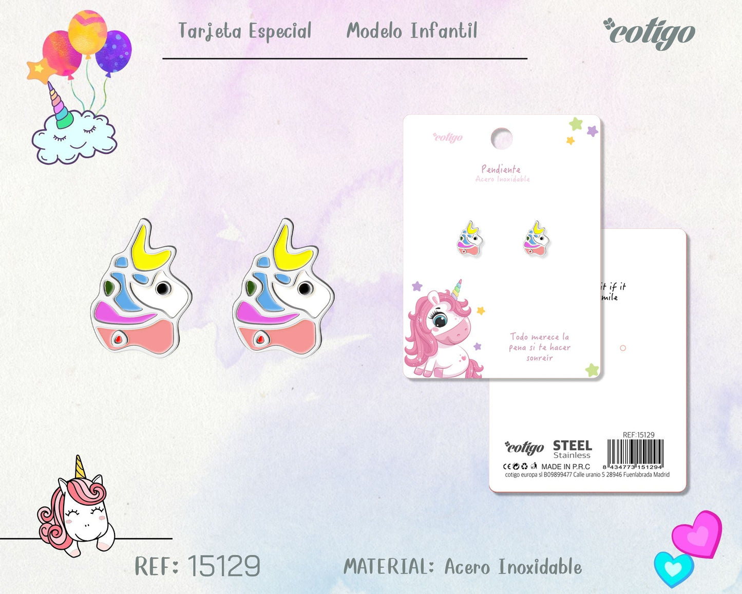 Pendiente para Niña Acero color Plateado