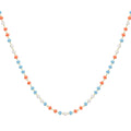 Collar de Cristales Turquesa, Coral y Blanco en Acero Inoxidable en acabado dorado – vista principal