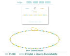 Pulsera de Cristales Lima, Azul y Blanco en Acero Inoxidable en acabado dorado – vista principal