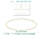 Pulsera de Cristales Rojo, Amarillo y Verde en Acero Inoxidable en acabado plateado – vista principal