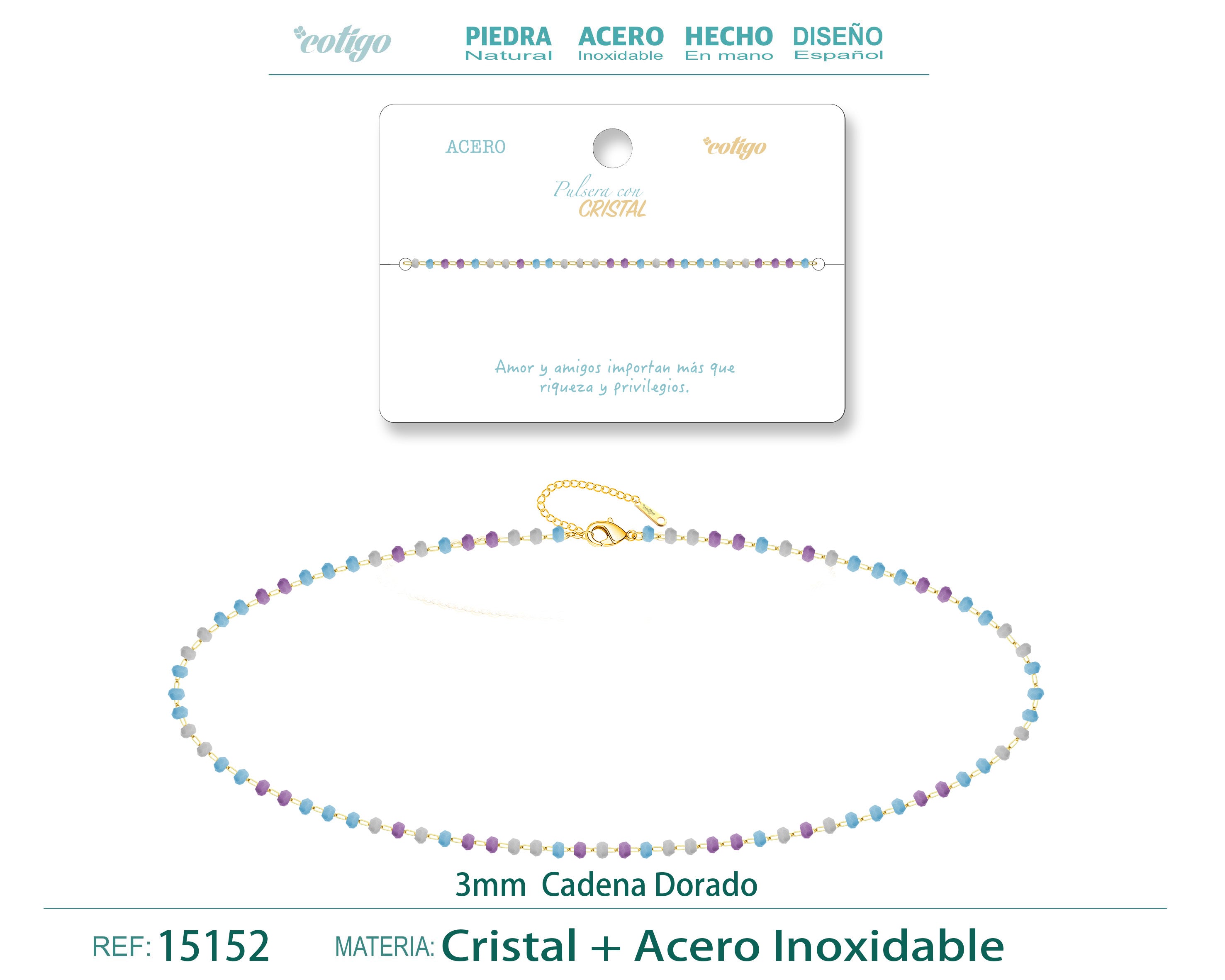 Pulsera de Cristales en Tonos Pastel en Acero Inoxidable en acabado dorado – vista principal
