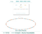Pulsera de Cristales Turquesa, Coral y Blanco en Acero Inoxidable en acabado plateado – vista principal