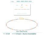 Pulsera de Cristales Turquesa, Coral y Blanco en Acero Inoxidable en acabado dorado – vista principal