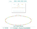Pulsera de Cristales Multicolor en Acero Inoxidable en acabado plateado – vista principal del diseño cristales multicolor