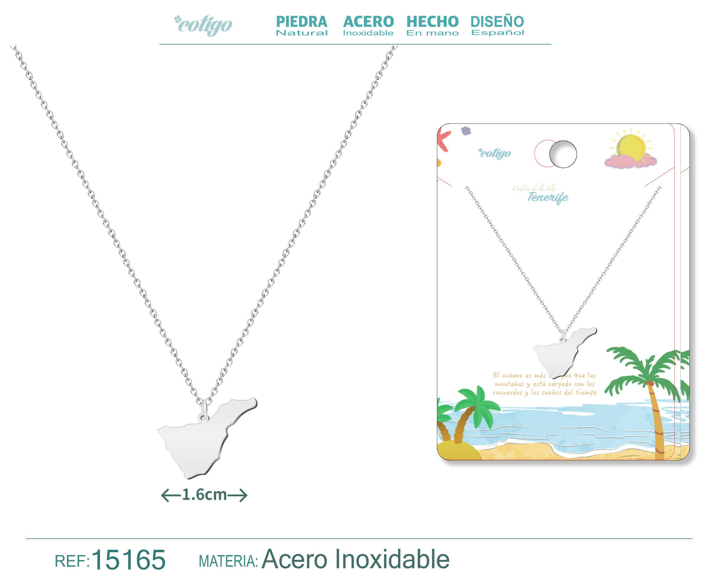 Colgante Acero Islas  Tenerife Plateado
