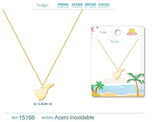 Colgante Acero Islas  Tenerife Dorado