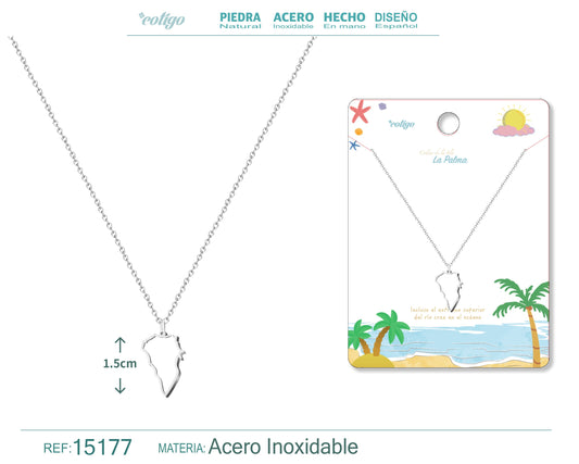 Colgante Acero Islas  La Palma Plateado