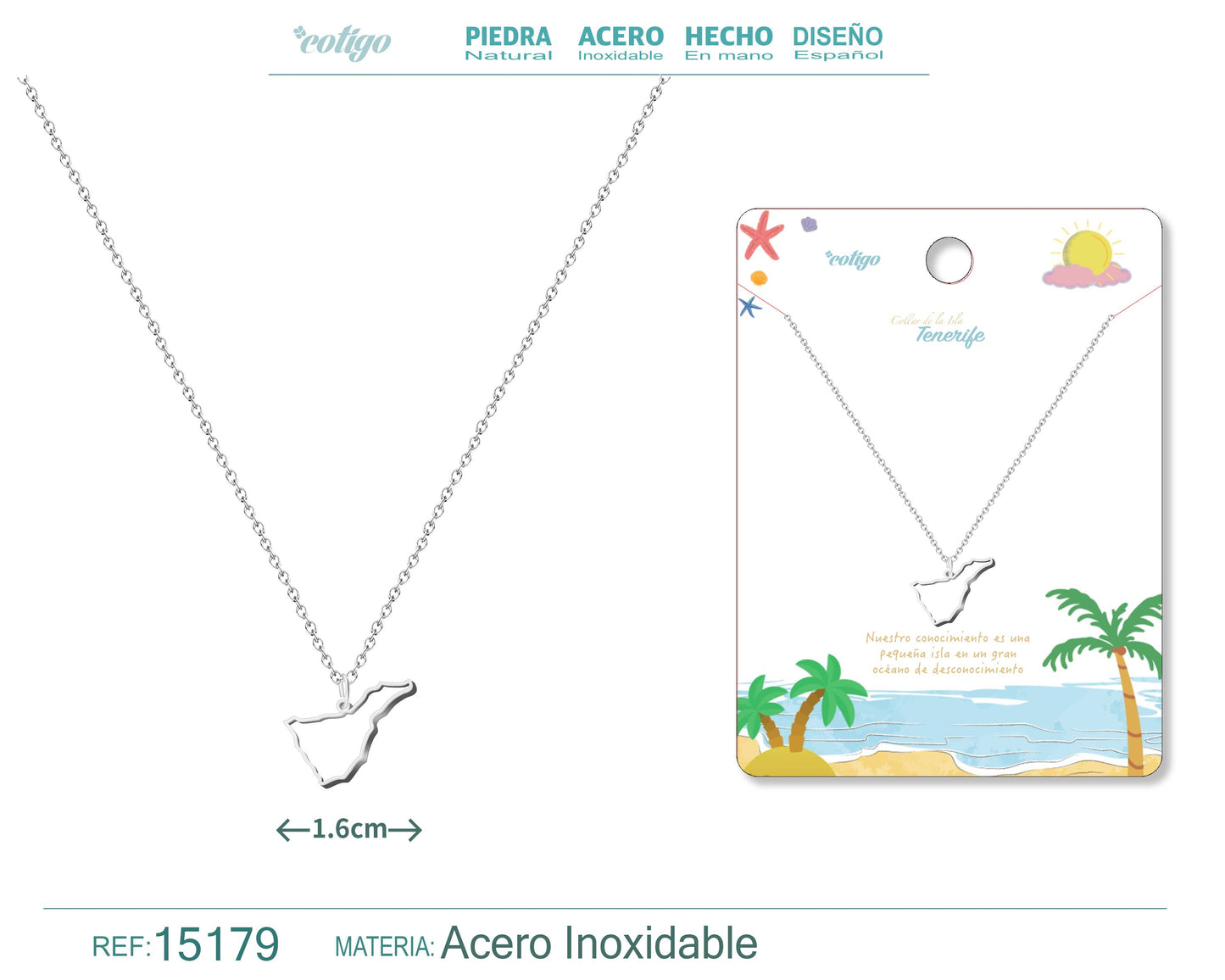 Colgante Acero Islas  Tenerife Plateado