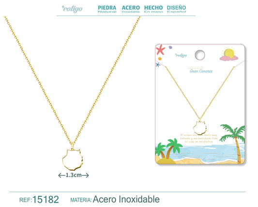 Colgante Acero Islas  Gran canaria Dorado