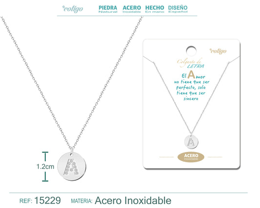 Collar Letra A Color Plateado
