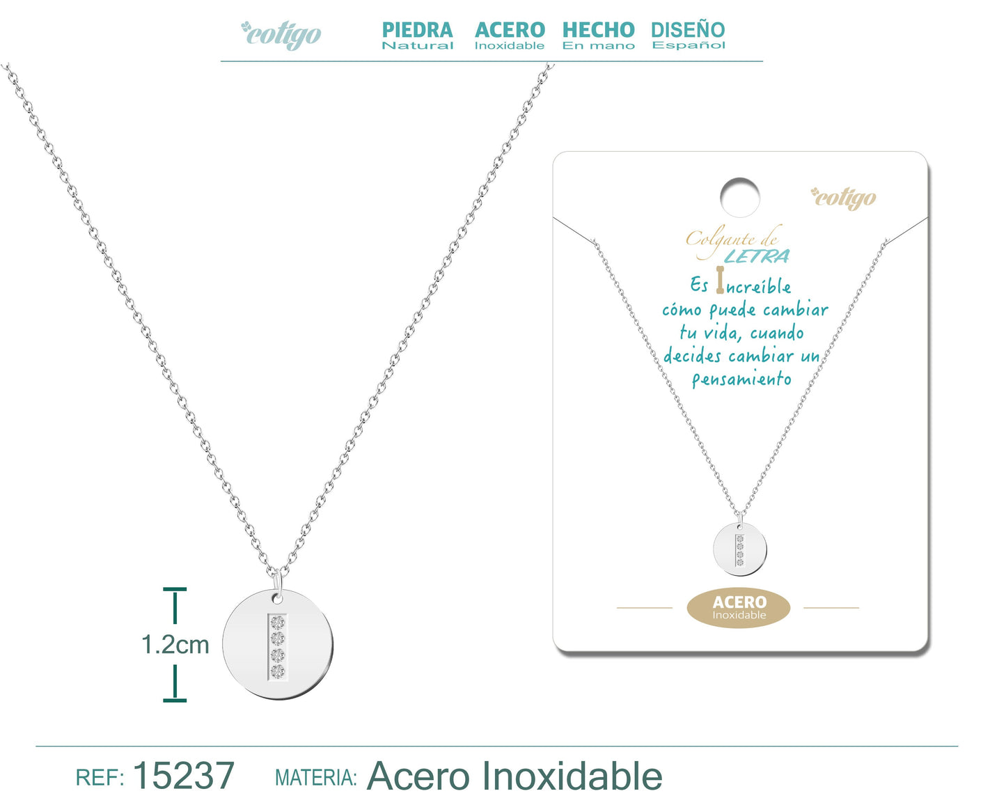 Colar com letra I cor prata