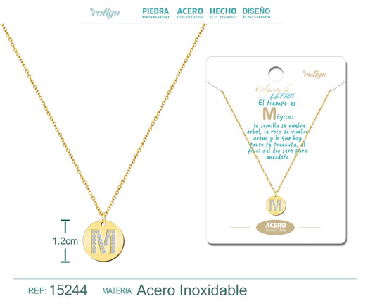 Collar Letra M Color Dorado