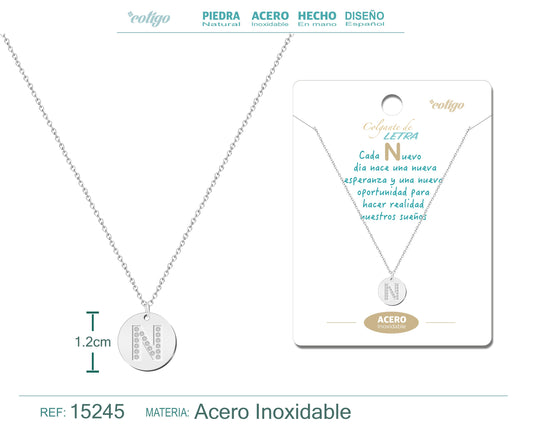 Collar Letra N Color Plateado