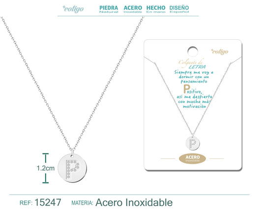 Collar Letra P Color Plateado