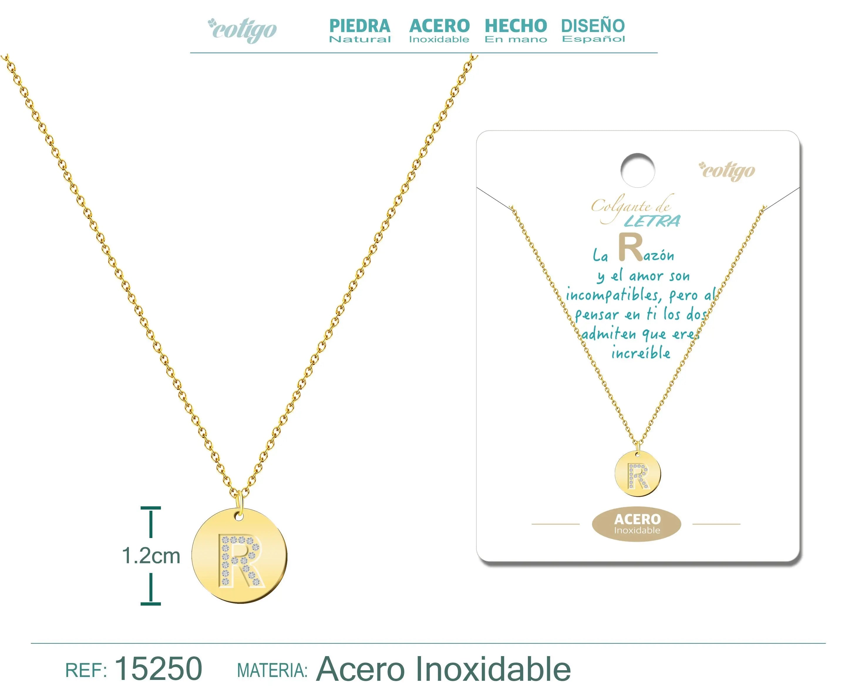 Collar Letra R Color Dorado - cotigo