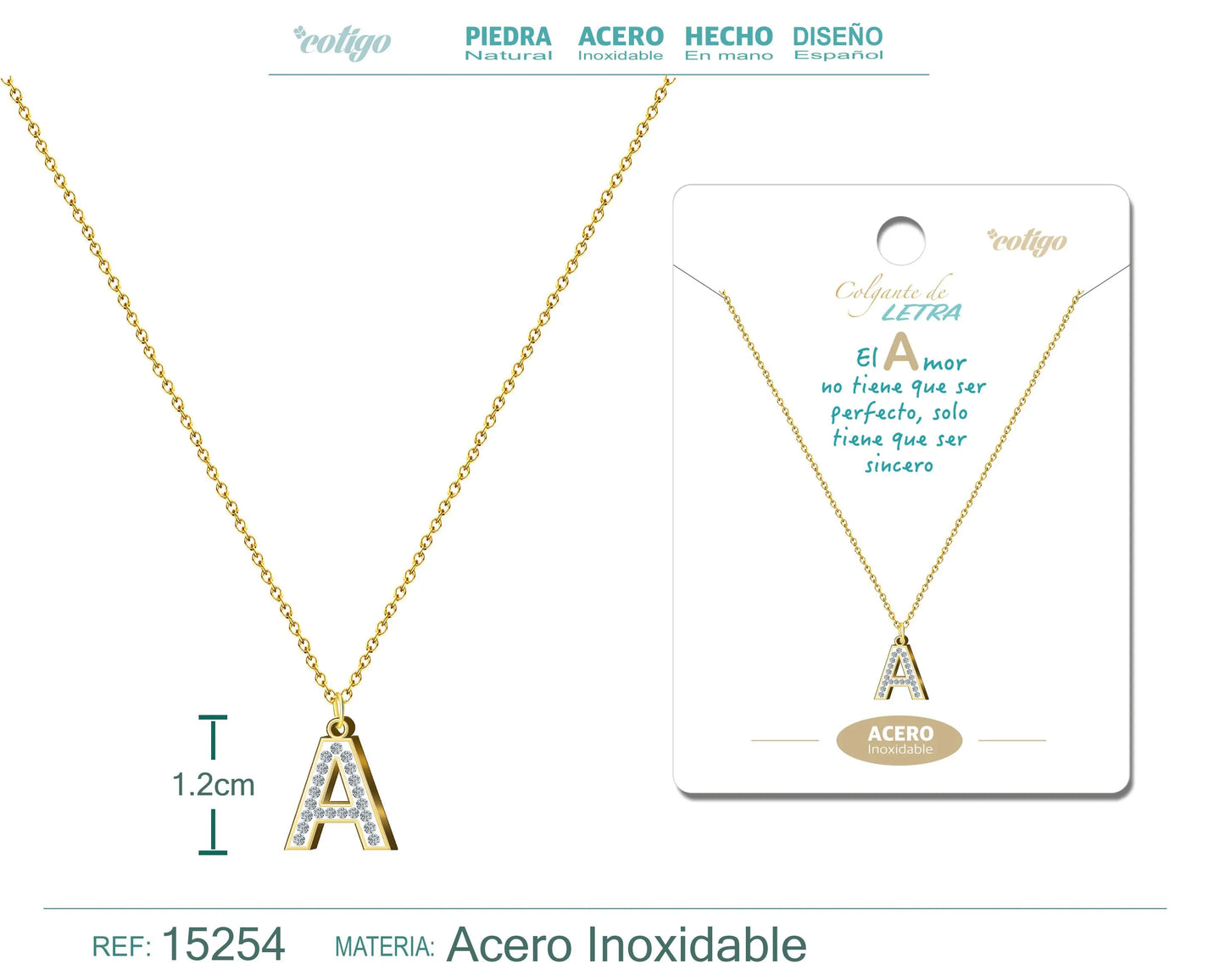 Collar Letra A Color Dorado - cotigo