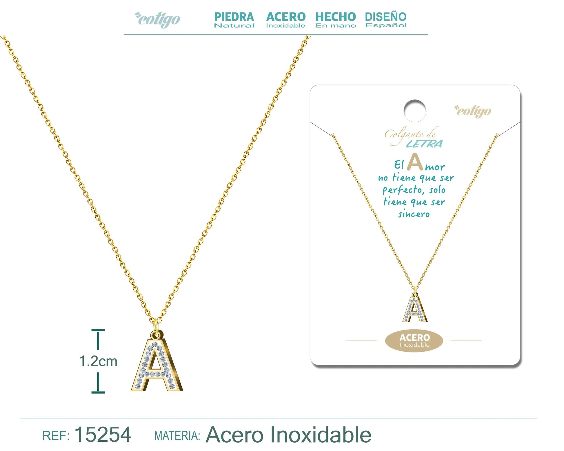 Collar Letra A Color Dorado - cotigo