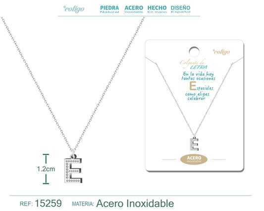 Collar Letra E Color Plateado
