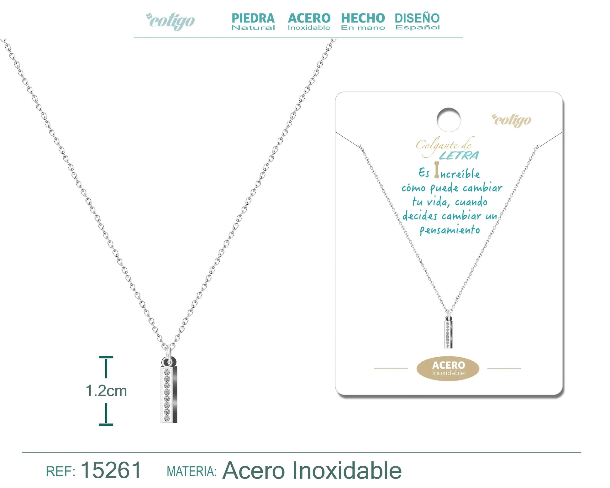 Collar Letra I Color Plateado - cotigo