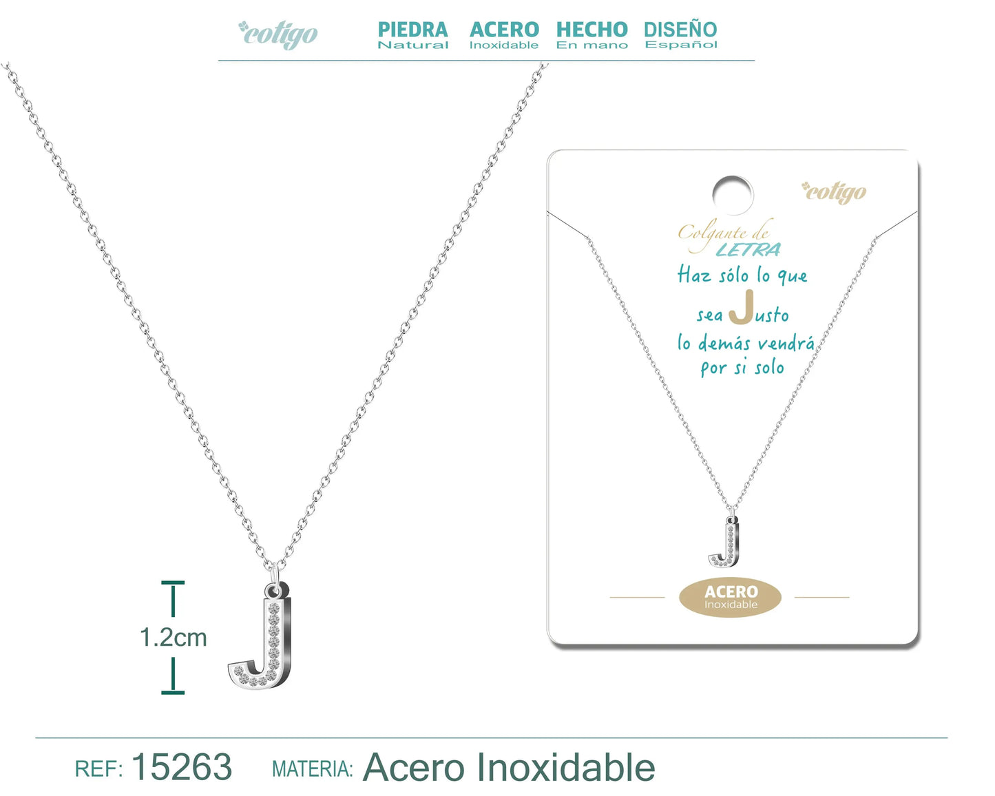 Collar Letra J Color Plateado - cotigo