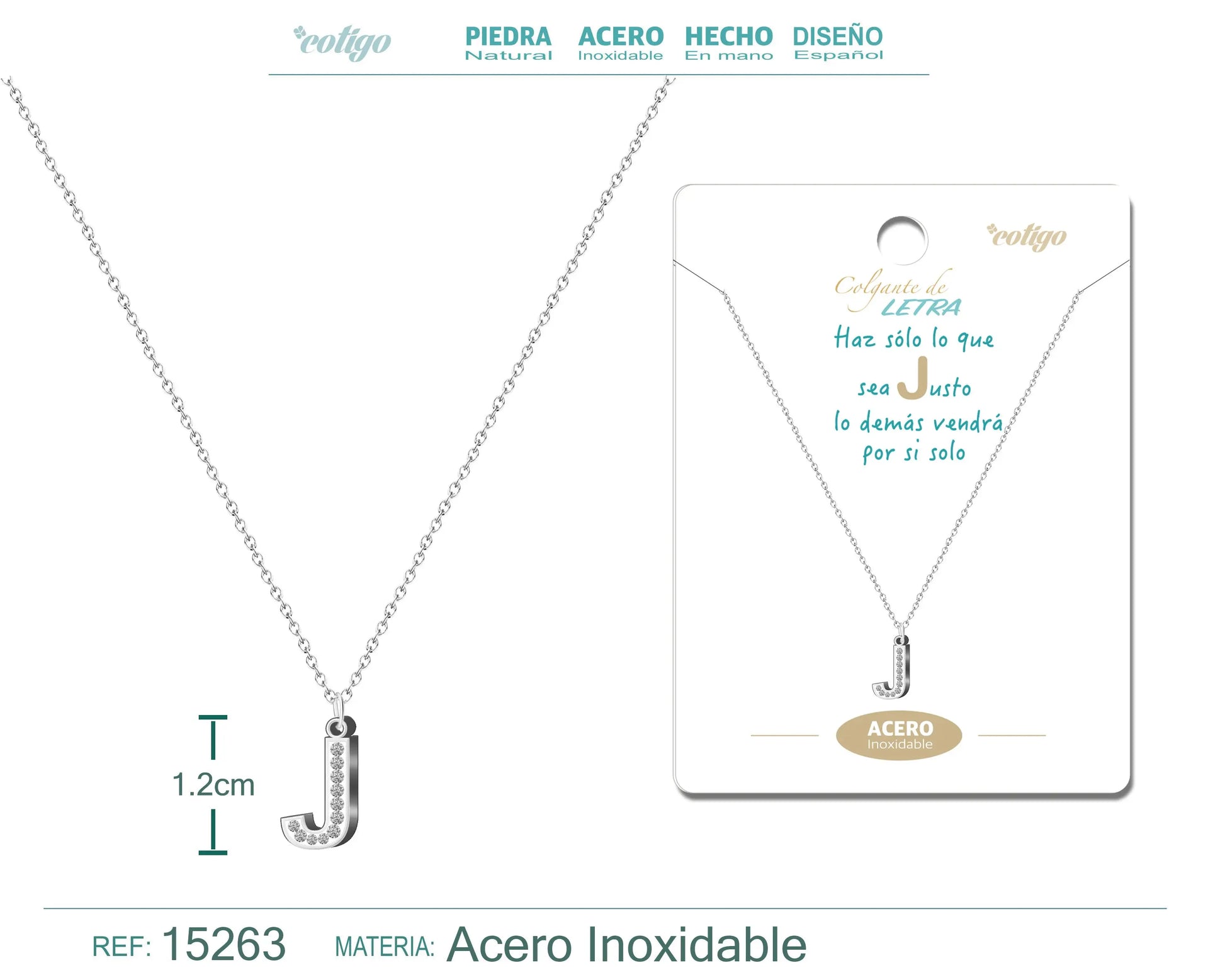 Collar Letra J Color Plateado - cotigo