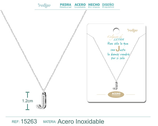 Collar Letra J Color Plateado