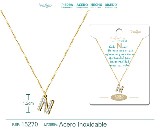 Collar Letra N Color Dorado