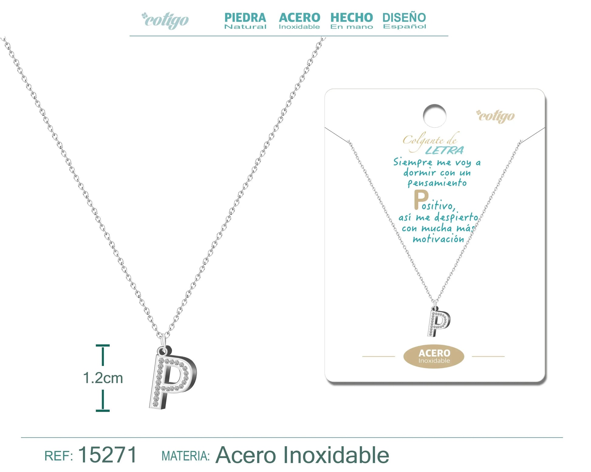 Collar Letra P Color Plateado - cotigo