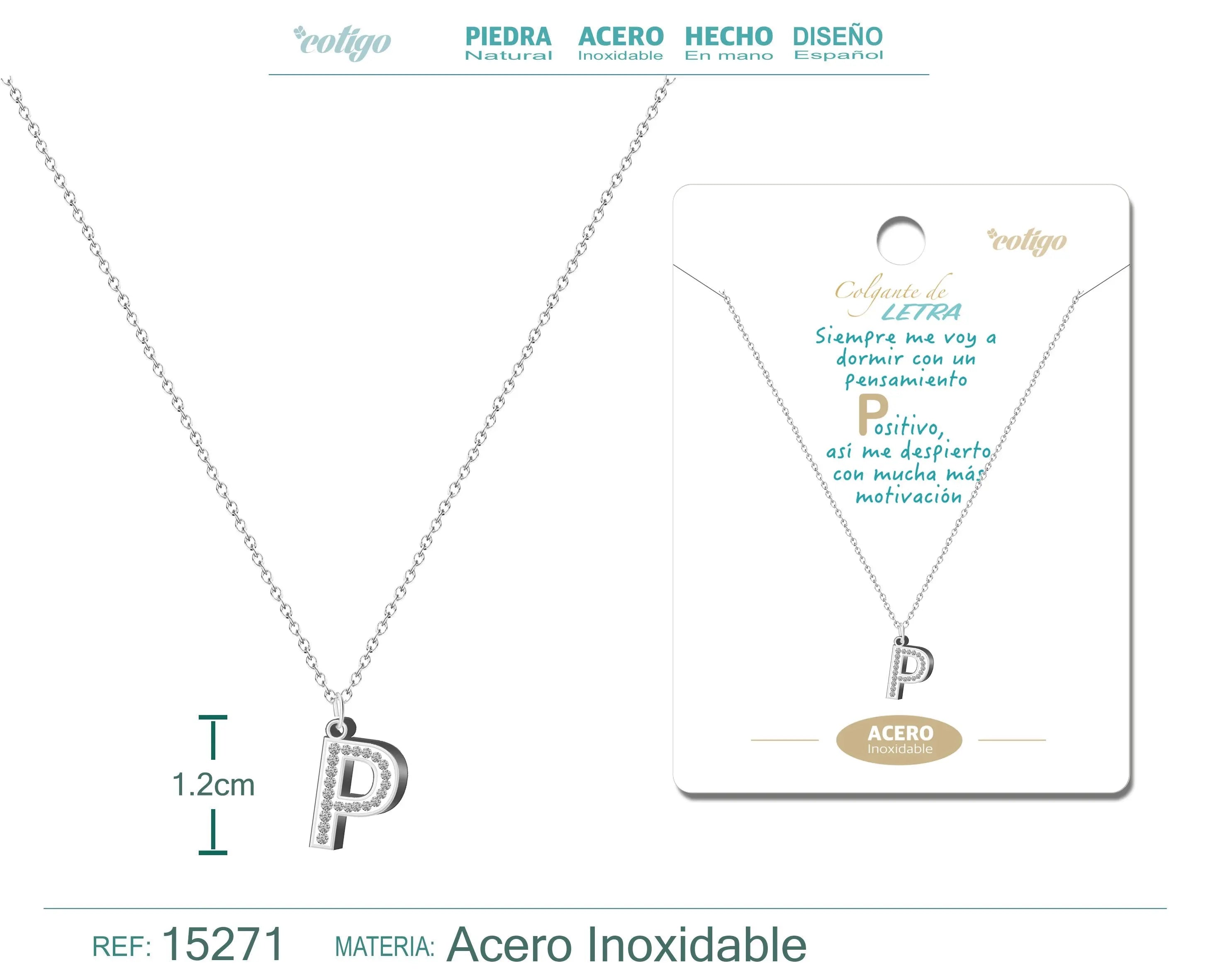 Collar Letra P Color Plateado - cotigo