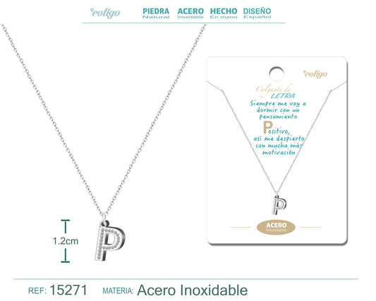 Collar Letra P Color Plateado