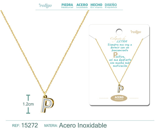 Collar Letra P Color Dorado