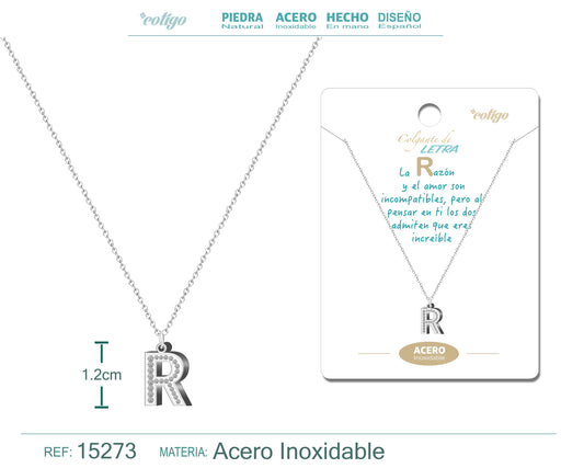 Collar Letra R Color Plateado