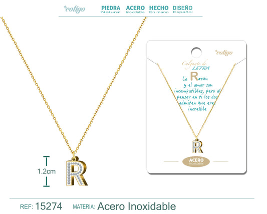 Collar Letra R Color Dorado