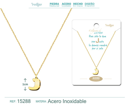 Collar Acero Letra J color Dorado