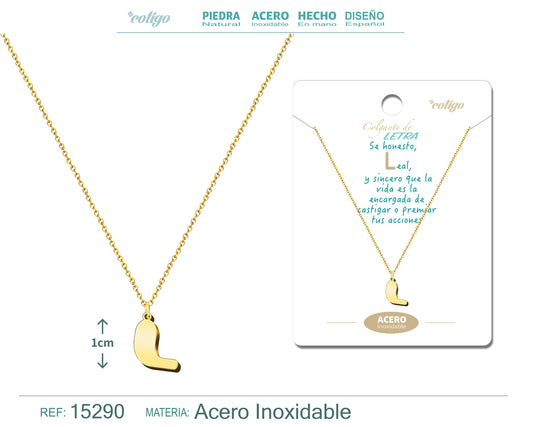 COLLAR ACERO LETRA L COLOR DORADO