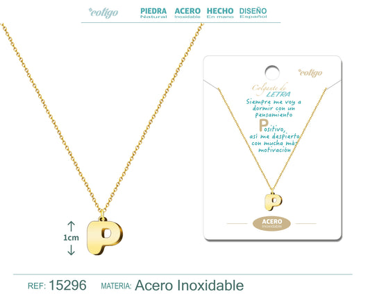 Collar Acero Letra P color Dorado