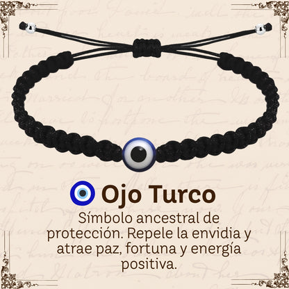 Pulsera Hilo Destino Hecho a Mano 🧵 con Amuleto de Suerte y Protección 🍀 en Acero Inoxidable 💎