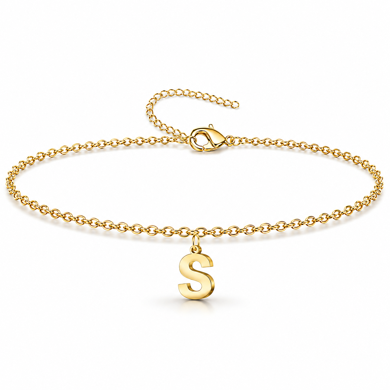 Pulsera con Colgante Letra Inicial en Acero