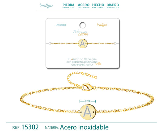 Pulsera Letra A Color Dorado