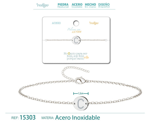 Pulsera Letra C Color Plateado