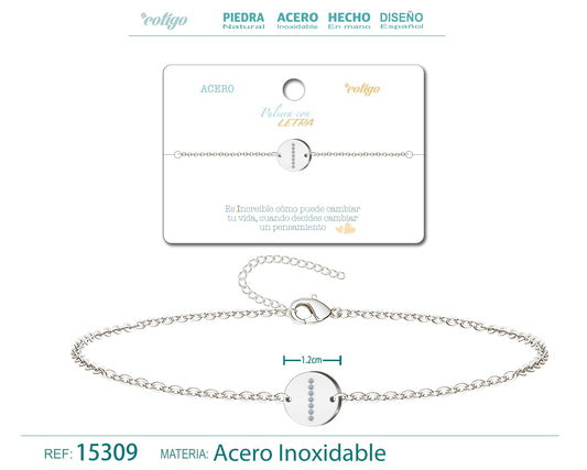 Pulsera Letra I Color Plateado