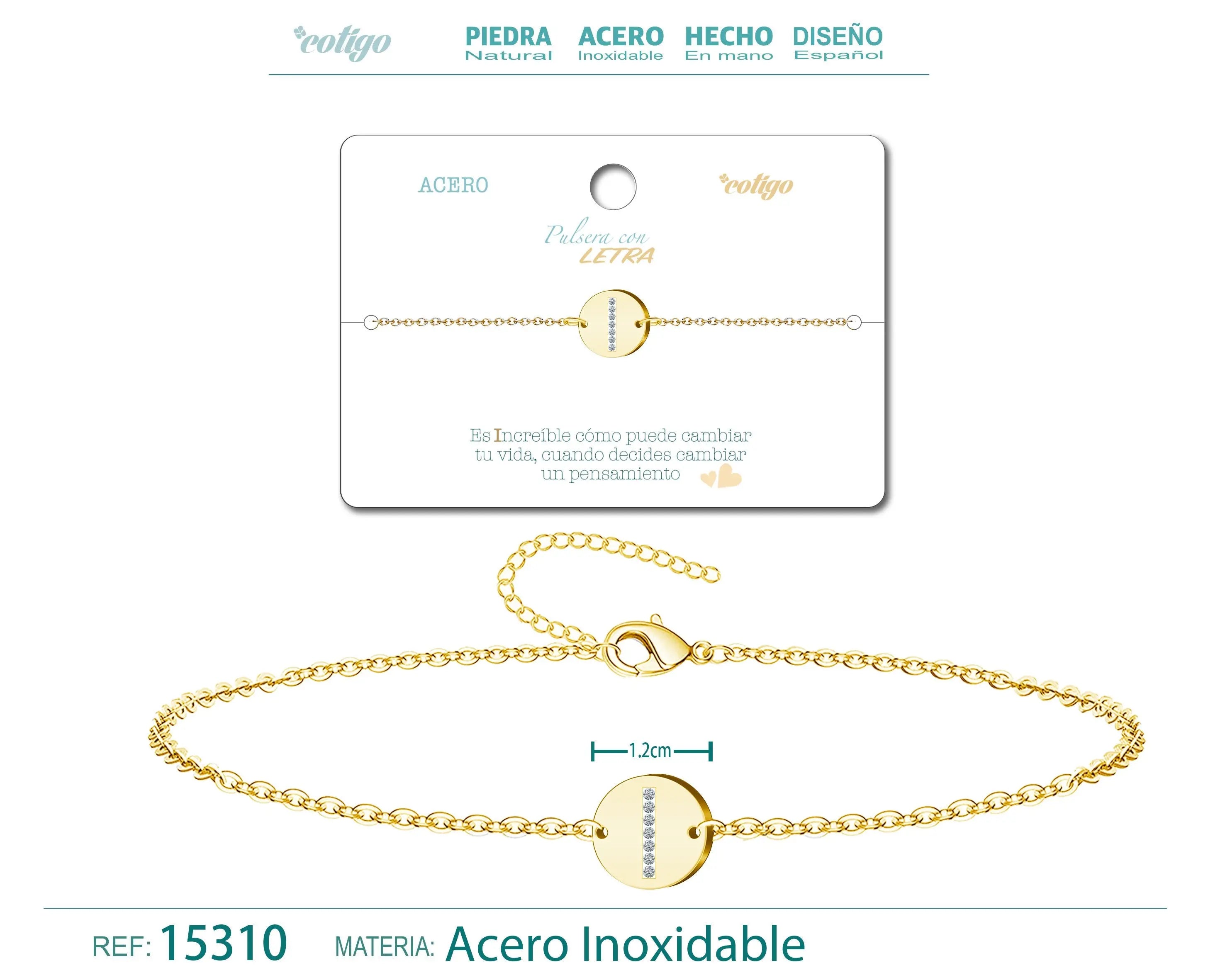 Pulsera Letra I Color Dorado - cotigo