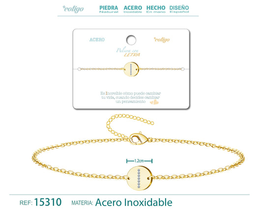 Pulsera Letra I Color Dorado