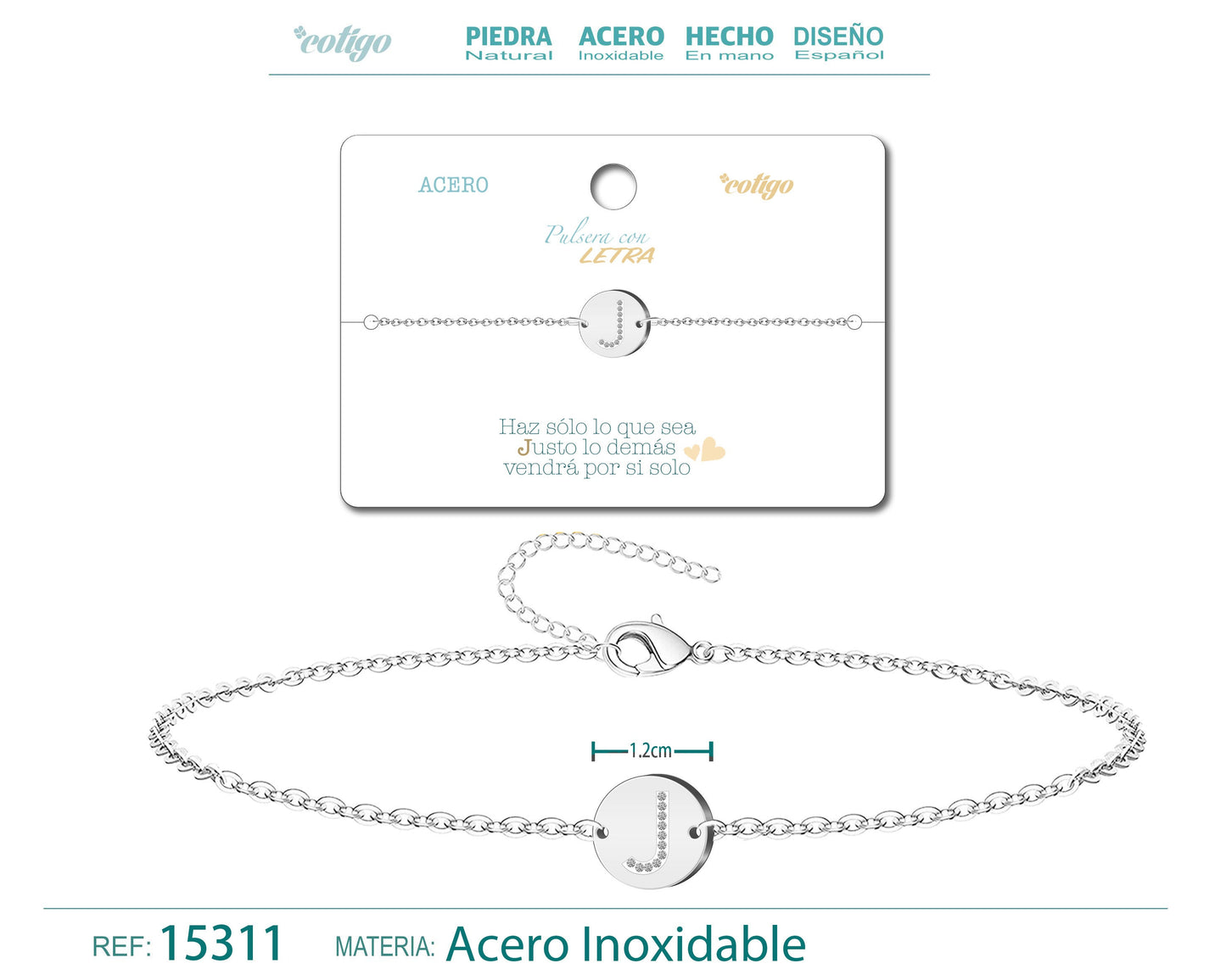 Pulsera Letra J Color Plateado