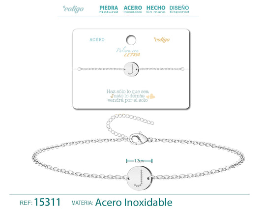 Pulsera Letra J Color Plateado