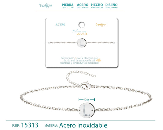Pulsera Letra L Color Plateado