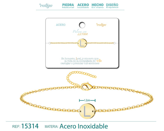 Pulsera Letra L Color Dorado