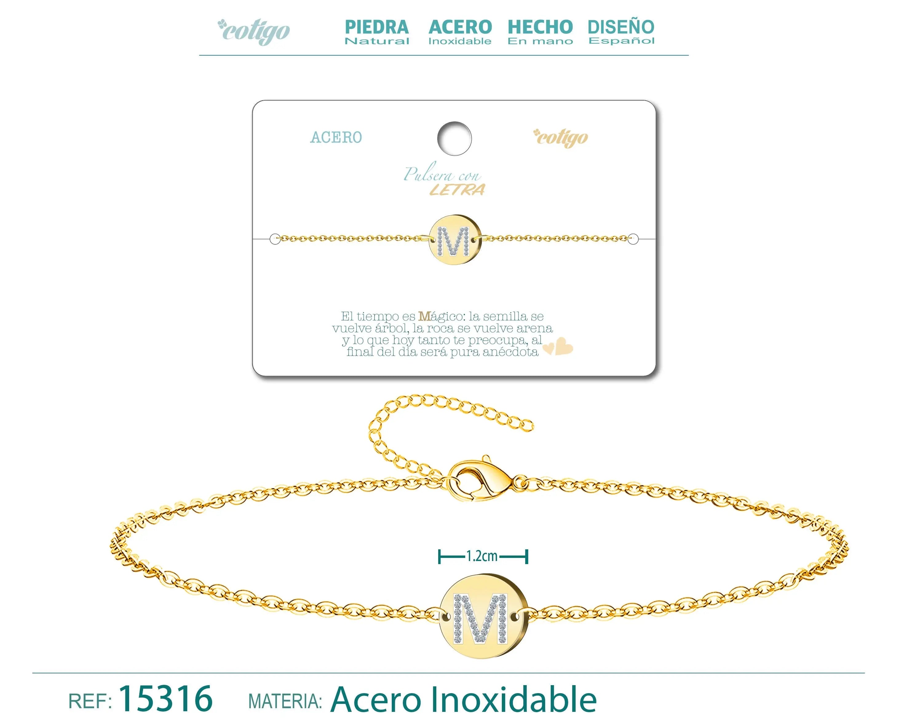 Pulsera Letra M Color Dorado - cotigo