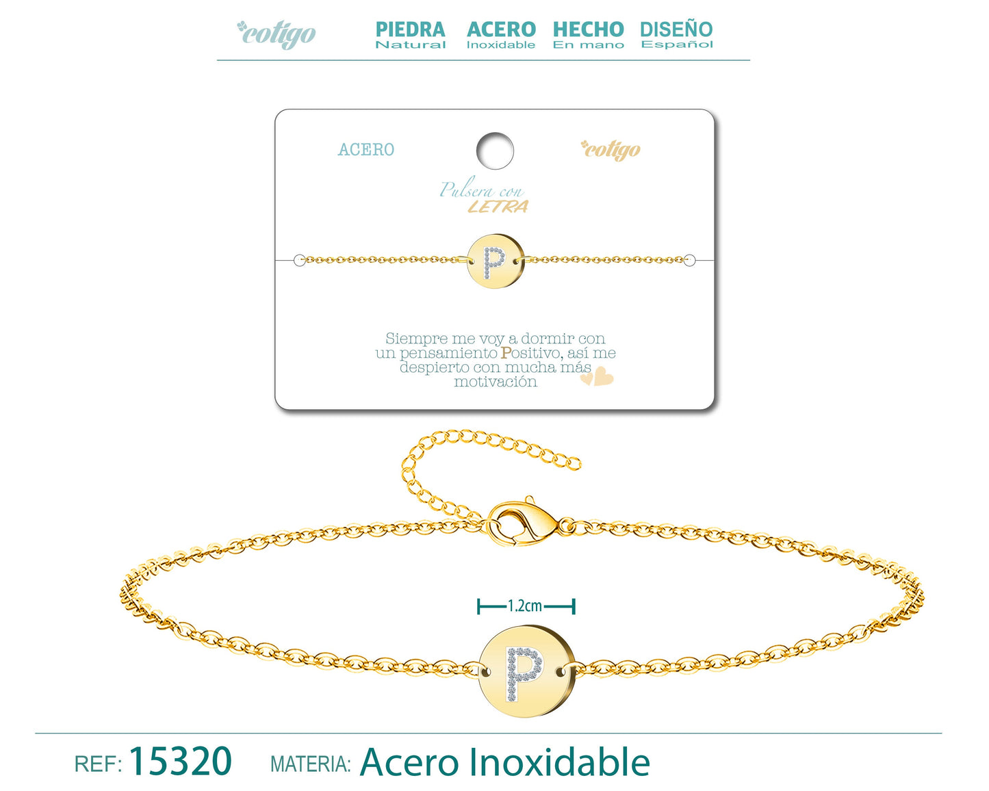 Pulsera Letra P Color Dorado