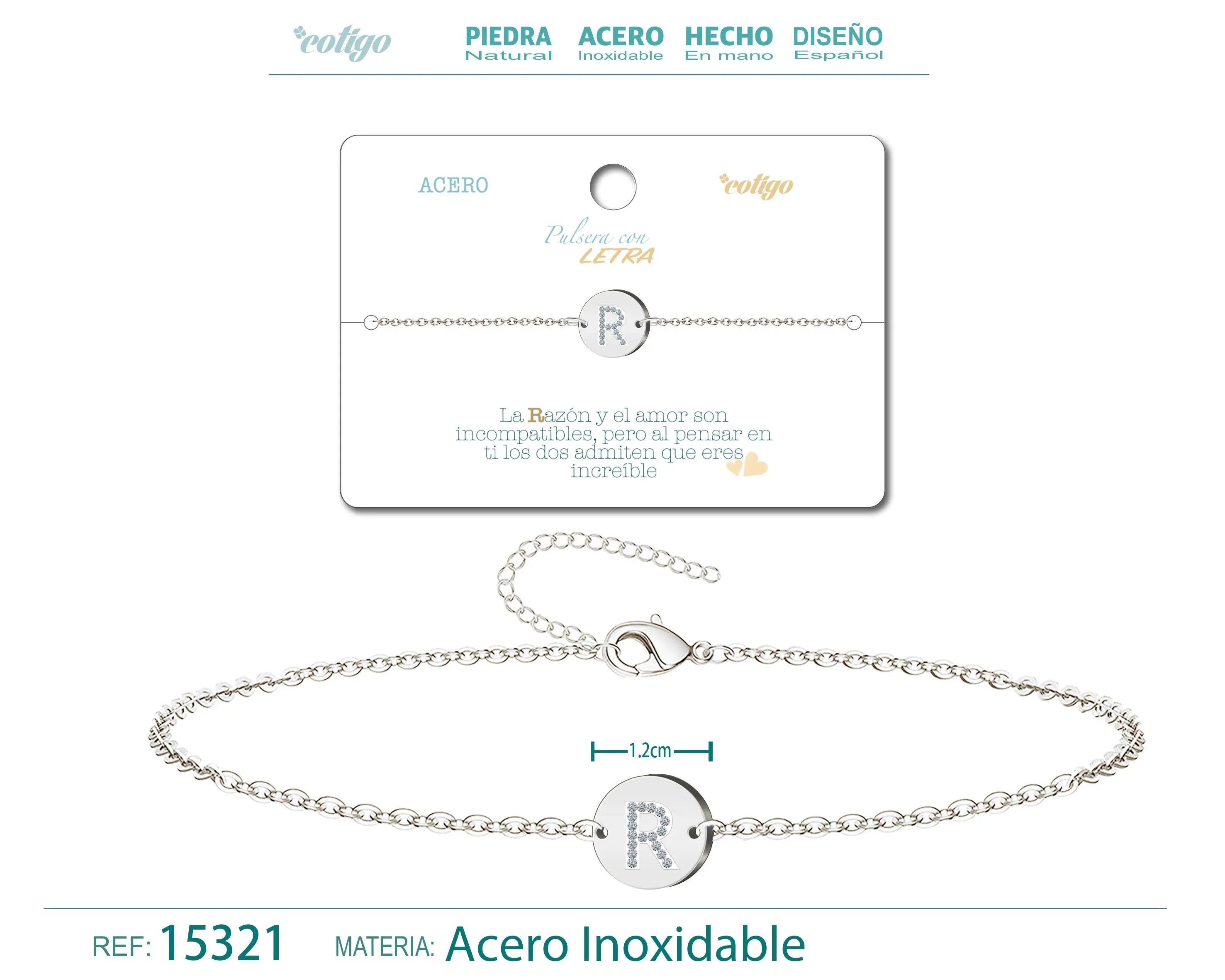 Pulsera Letra R Color Plateado - cotigo